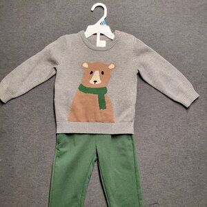 Infant boys two piece sweater set, Fresh Impressions, 24mos. green and gray, ne